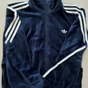 Adidas Original Velour Blue Zip-Up Jacket