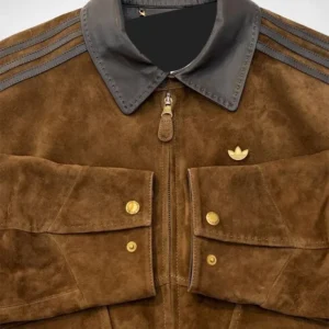Adidas Originals Refined Luxe Brown Suede Leather Jacket