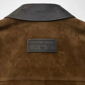 Adidas Originals Refined Luxe Brown Suede Leather Jacket On Sale