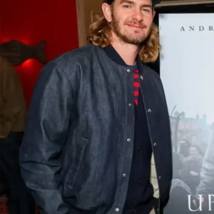 Andrew Garfield The Uprising Screening Navy Denim Bomber Jacket