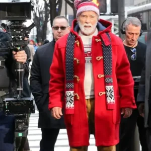 Arnold Schwarzenegger Movie The Man With The Bag Red Wool Hooded Coat