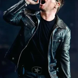 Bono Vox U2 Innocence Experience Black Leather Biker Jacket