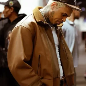 Concert Bay Area Night 3 Chris Brown Bomber Leather Jacket