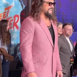 Jason Momoa Street Fighter Premiere Pink Suit
