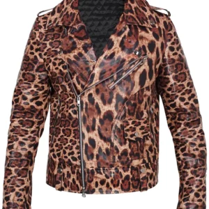 Leopard Print Leather Jacket