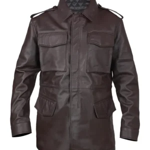 M65 Field Full-Snap and Zipper Brown Real Leather Jacket