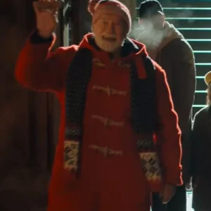 Shop Arnold Schwarzenegger Movie The Man With The Bag Red Wool Hooded Coat On Sale
