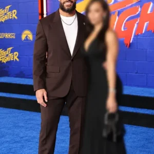 Shop Roman Reigns Street Fighter Premiere 2026 Brown Suiting Suit On Sale