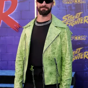 Shop Seth Rollins Street Fighter Premiere 2026 Green Leather Jacket