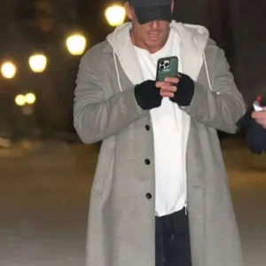 Shop The Man with the Bag Alan Ritchson Grey Coat