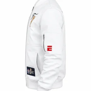 Shop The View S29 Sunny Hostin Pro Basketball Finals White Leather Bomber Jacket