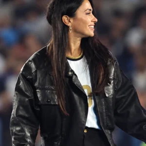 Team Argentina 2026 Antonela Roccuzzo Leather Jacket On Sale