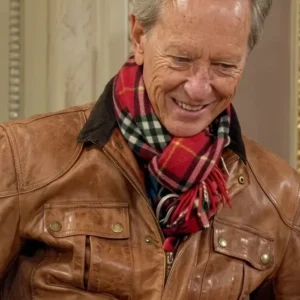 The Celebrity Traitors Richard E. Grant Cognac Brown Leather Jacket