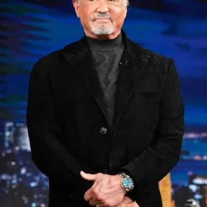 The Tonight Show Starring Jimmy Fallon S14 Sylvester Stallone Black Suede Leather Blazer
