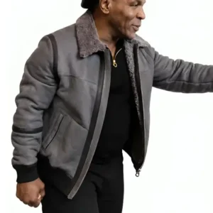 Tyson 2026 Mike Tyson Grey Shearling Leather Jacket