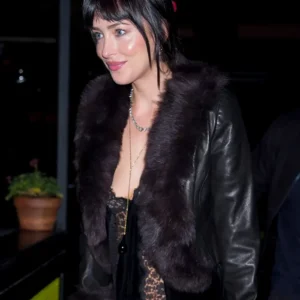 Via Carota 2026 Dakota Johnson Black Leather Jacket On Sale